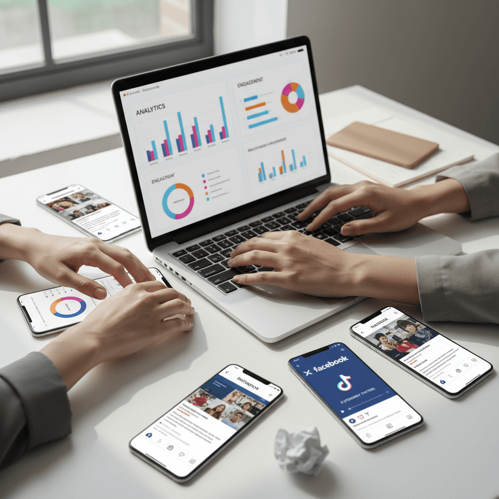 Multi-platform social media management and growth strategy dashboard